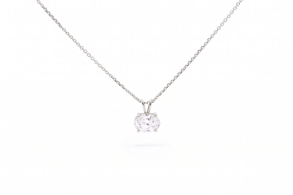Dije con Diamante de Laboratorio Corte Oval - 1 Quilate con Certificación IGI