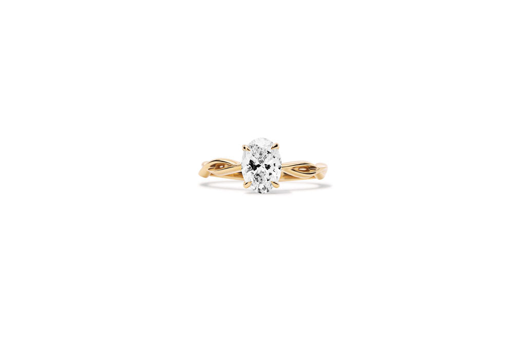 Anillo de Compromiso con Diamante Corte Oval Trenzado 1ct Certificado IGI en Oro True Gold®